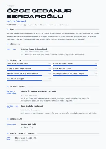 Acil Tıp Teknisyeni CV Örnekleri cv indir